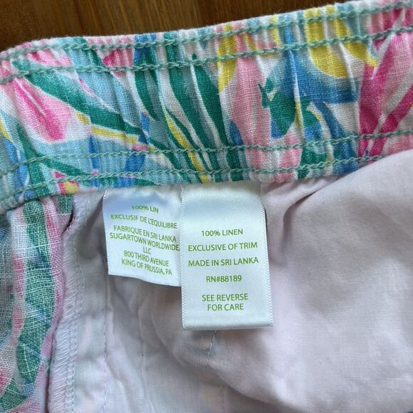 Lilly Pulitzer Linen Pants Size Large Taron Pants Sea Turtle Soiree Colorful - Picture 12 of 16
